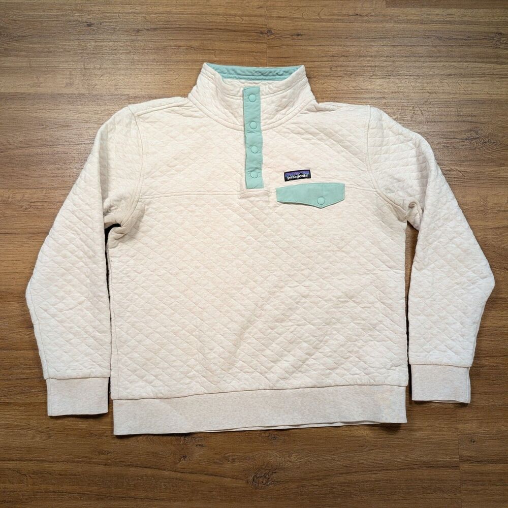 Patagonia Organic Cotton Quilt Snap-T Pullover Sweatshirt Mens Medium Beige
